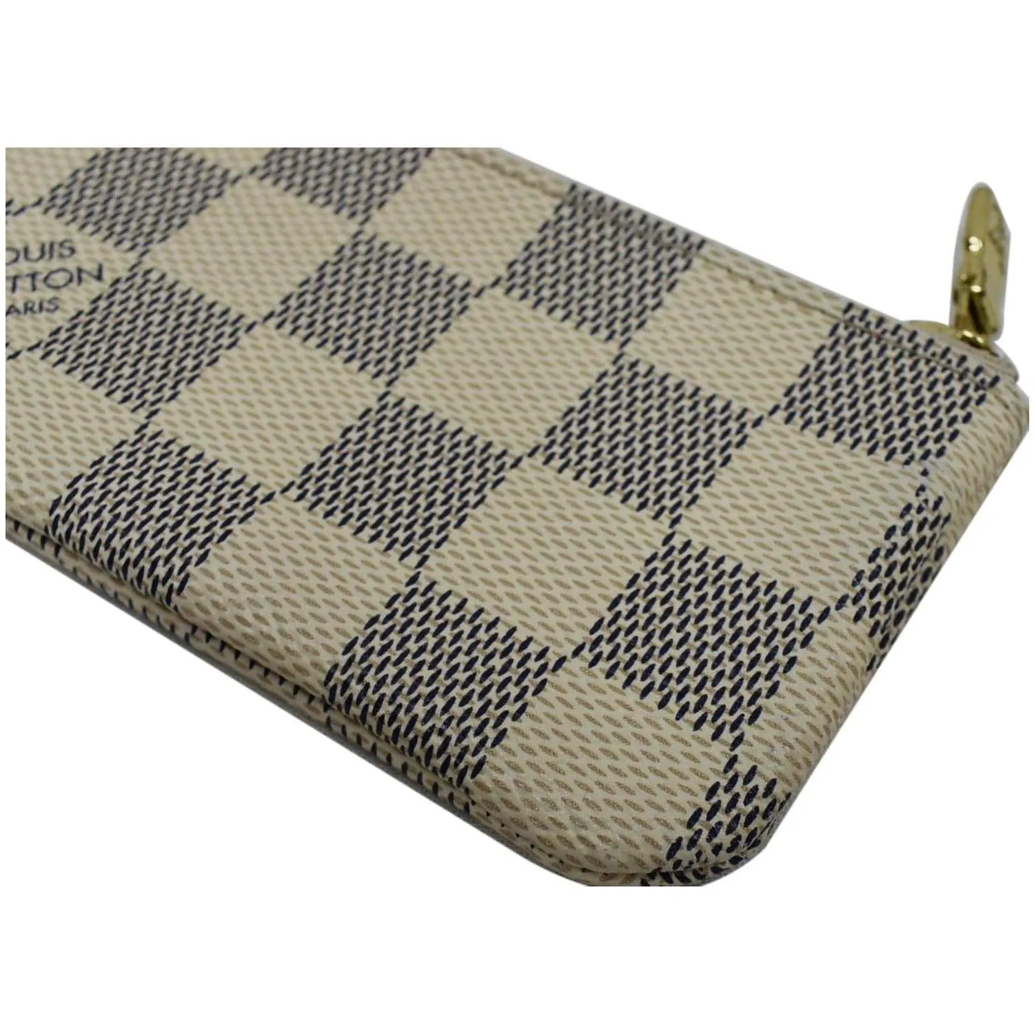 LOUIS VUITTON Pochette Key Cles Damier Azur Coin Case White