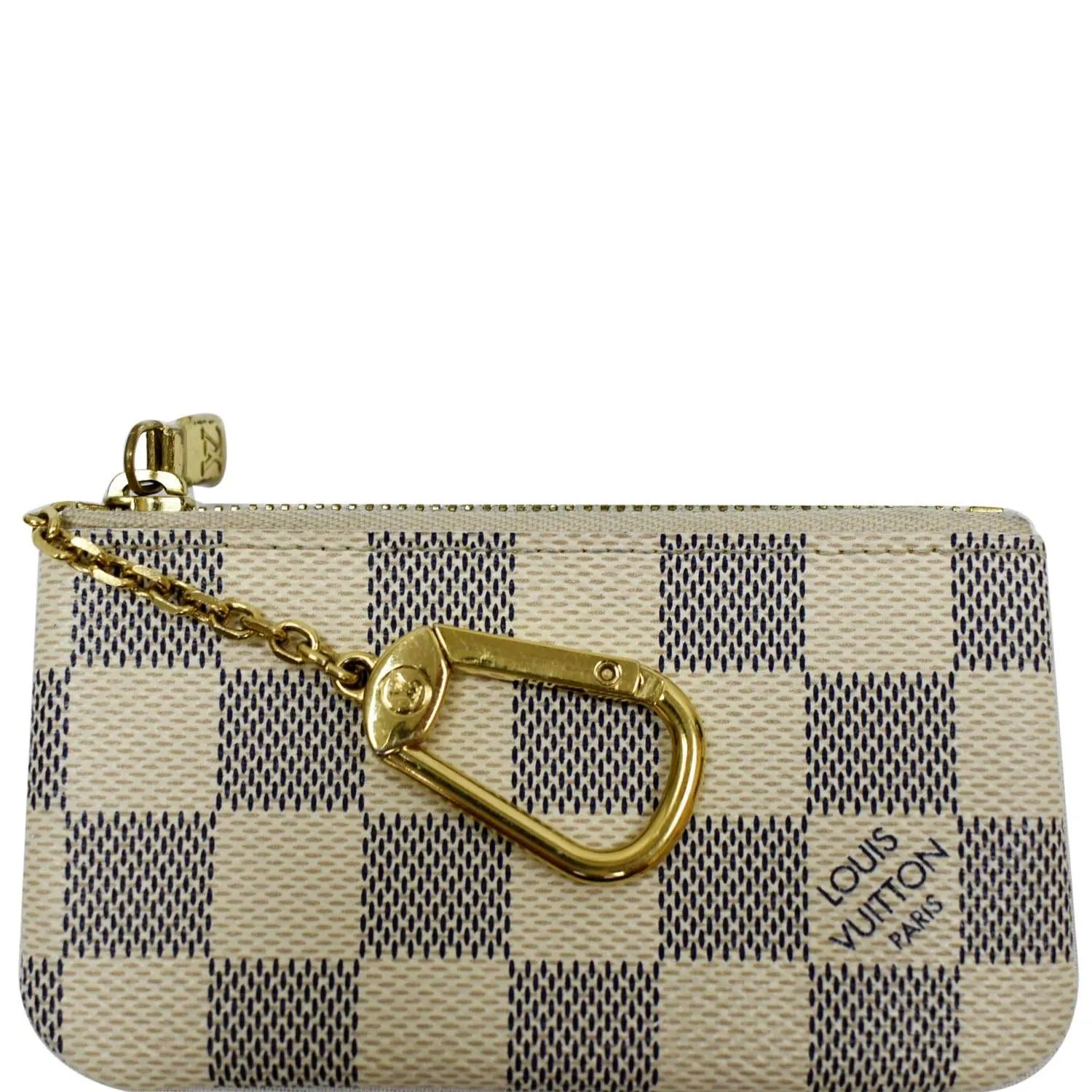 LOUIS VUITTON Pochette Key Cles Damier Azur Coin Case White