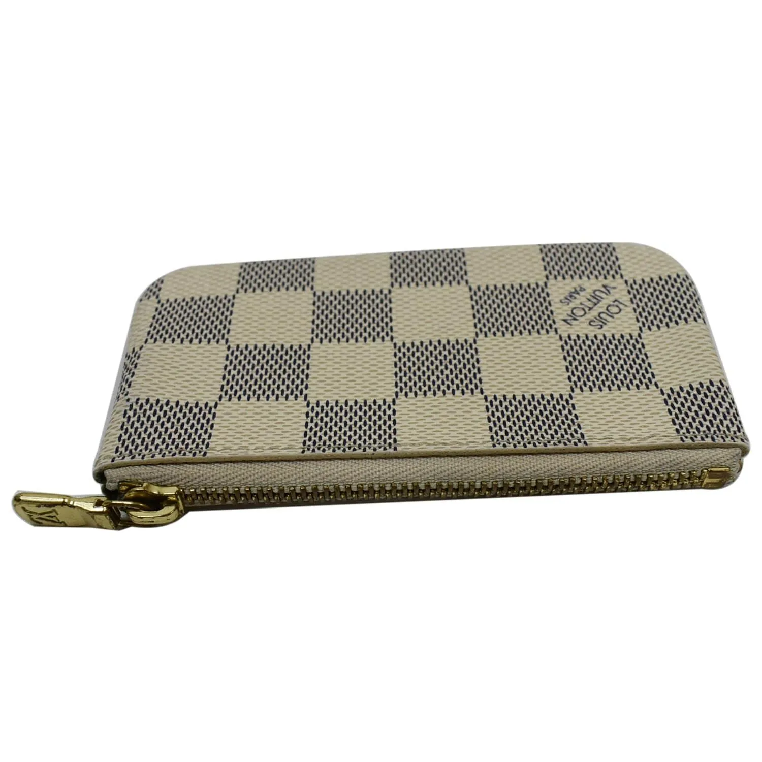 LOUIS VUITTON Pochette Key Cles Damier Azur Coin Case White