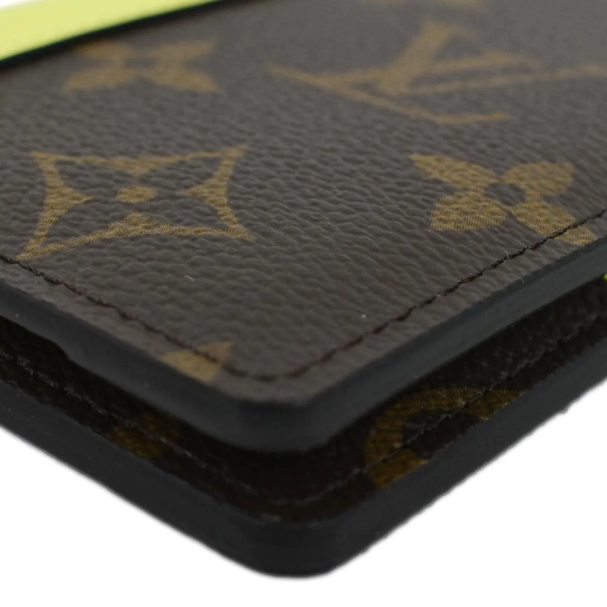 LOUIS VUITTON Pocket Organizer Monogram Canvas Wallet Neon Yellow