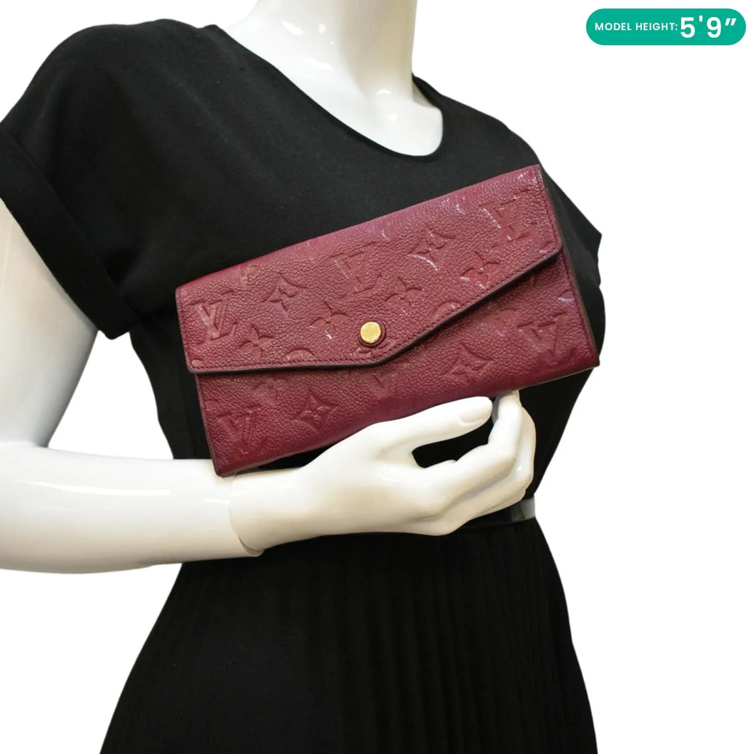 LOUIS VUITTON Sarah Monogram Empreinte Leather Wallet Aurore