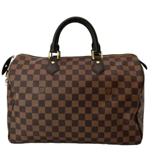 LOUIS VUITTON Speedy 35 Damier Ebene Satchel Bag Brown