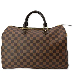 LOUIS VUITTON Speedy 35 Damier Ebene Satchel Bag Brown