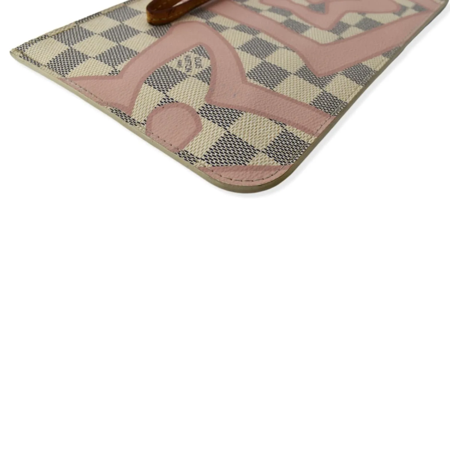 LOUIS VUITTON Tahitienne Pochette Wristlet Pouch Damier Azur Neverfull MM Pink
