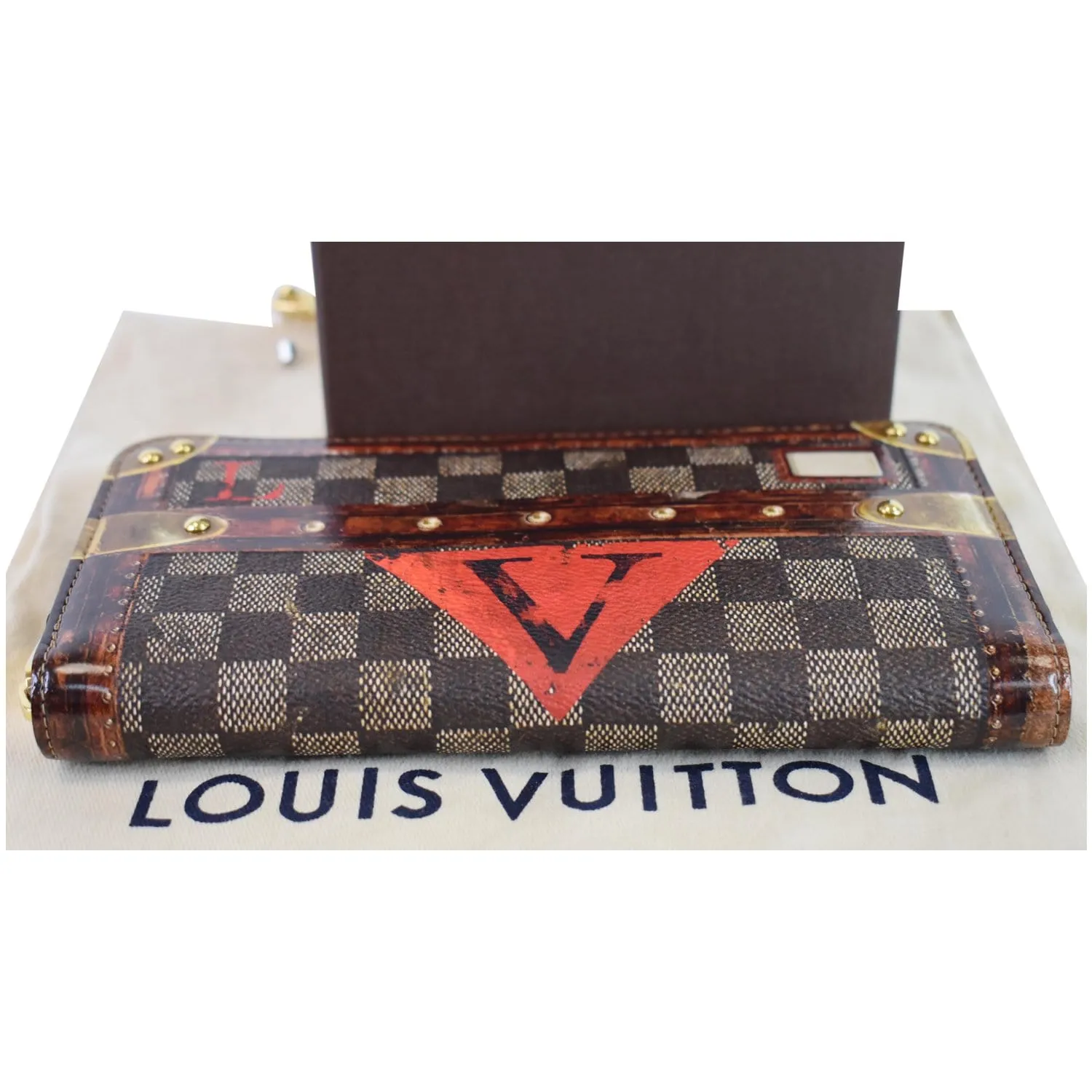 LOUIS VUITTON Transformed Damier Ebene Time Trunk Zippy Wallet Black
