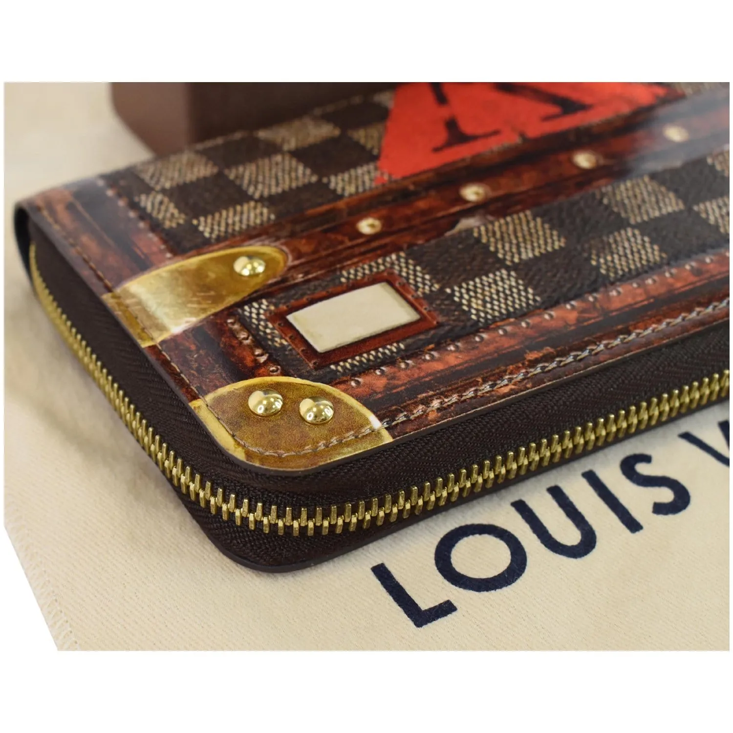 LOUIS VUITTON Transformed Damier Ebene Time Trunk Zippy Wallet Black
