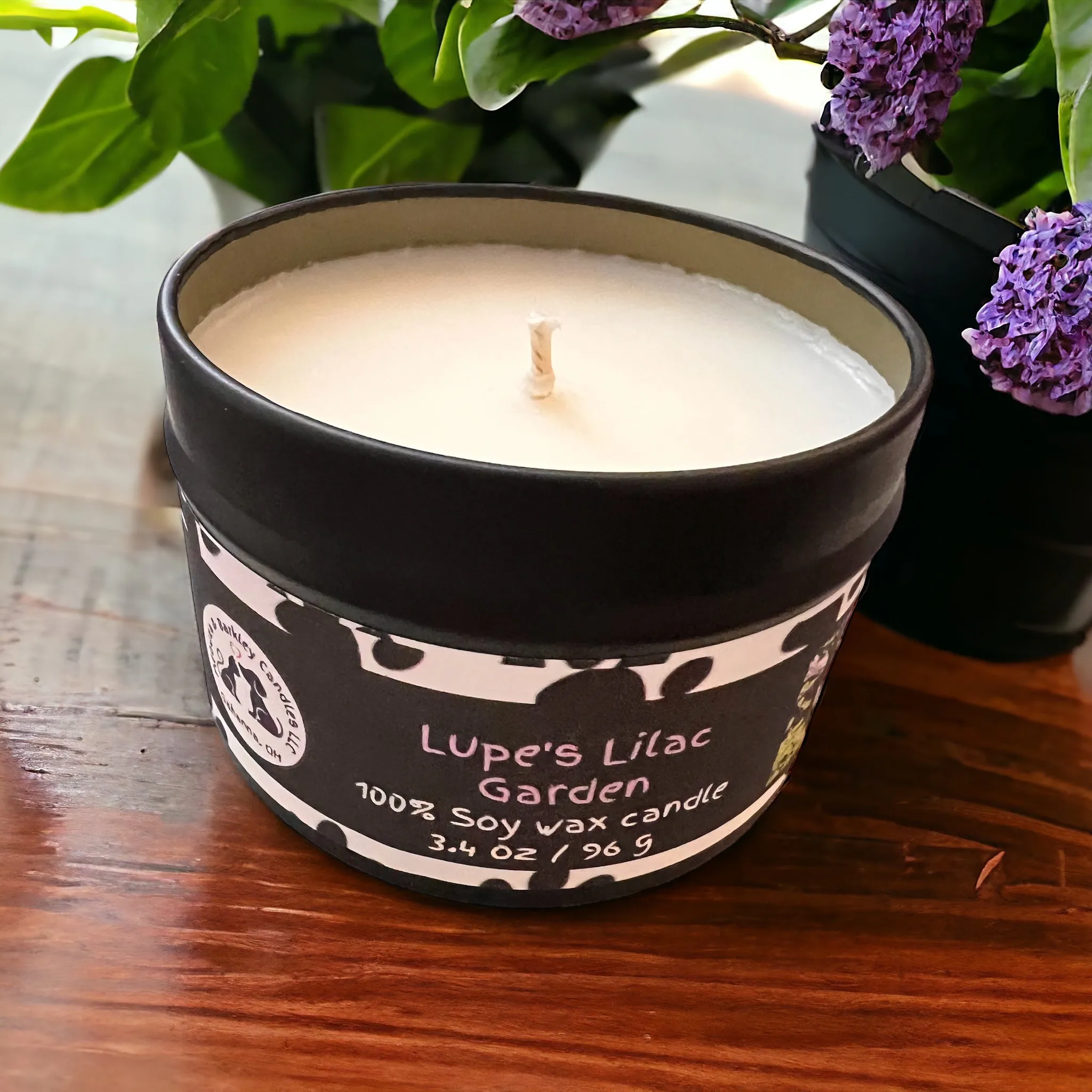 Lupe's Lilac Garden - Small Tin Soy Candle - Fresh Lilac Scent