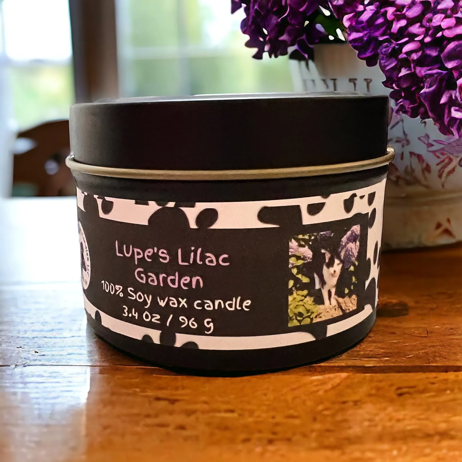 Lupe's Lilac Garden - Small Tin Soy Candle - Fresh Lilac Scent