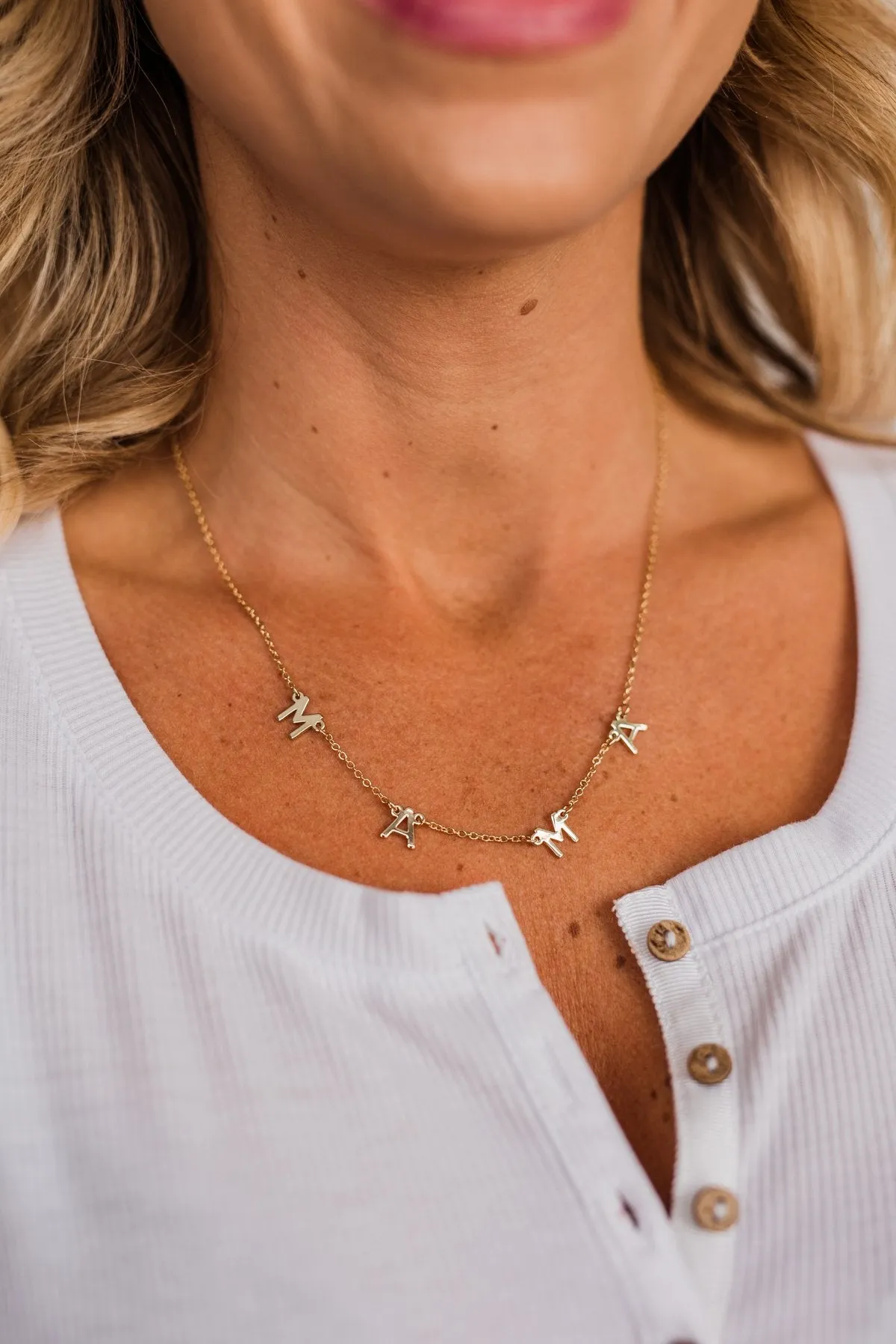 Luxurious Beauty "Mama" Necklace- Gold