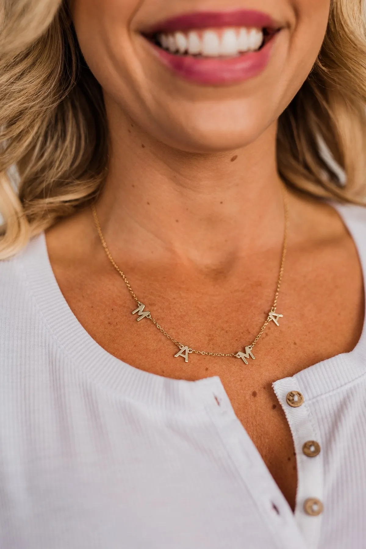 Luxurious Beauty "Mama" Necklace- Gold