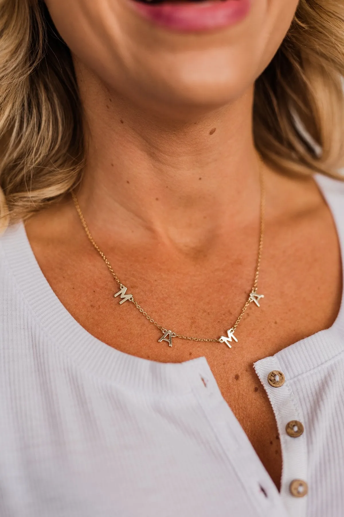 Luxurious Beauty "Mama" Necklace- Gold