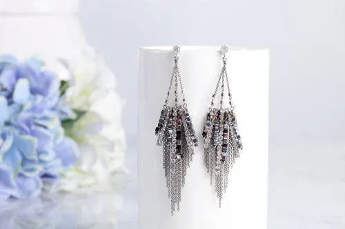 Luxurious cubic crystal drop earrings