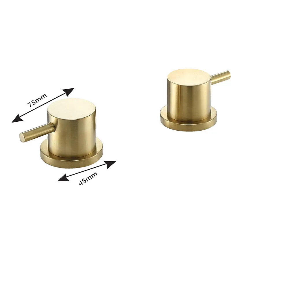 Luxurious Gold Deck Panel Valves Pair in Brushed Brass Finish
