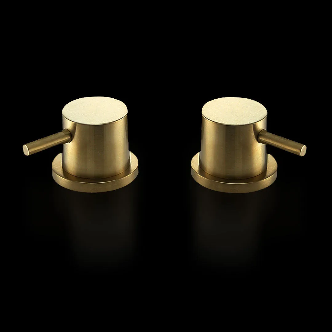 Luxurious Gold Deck Panel Valves Pair in Brushed Brass Finish