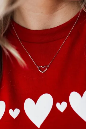 Luxurious Love Heart Necklace- Silver