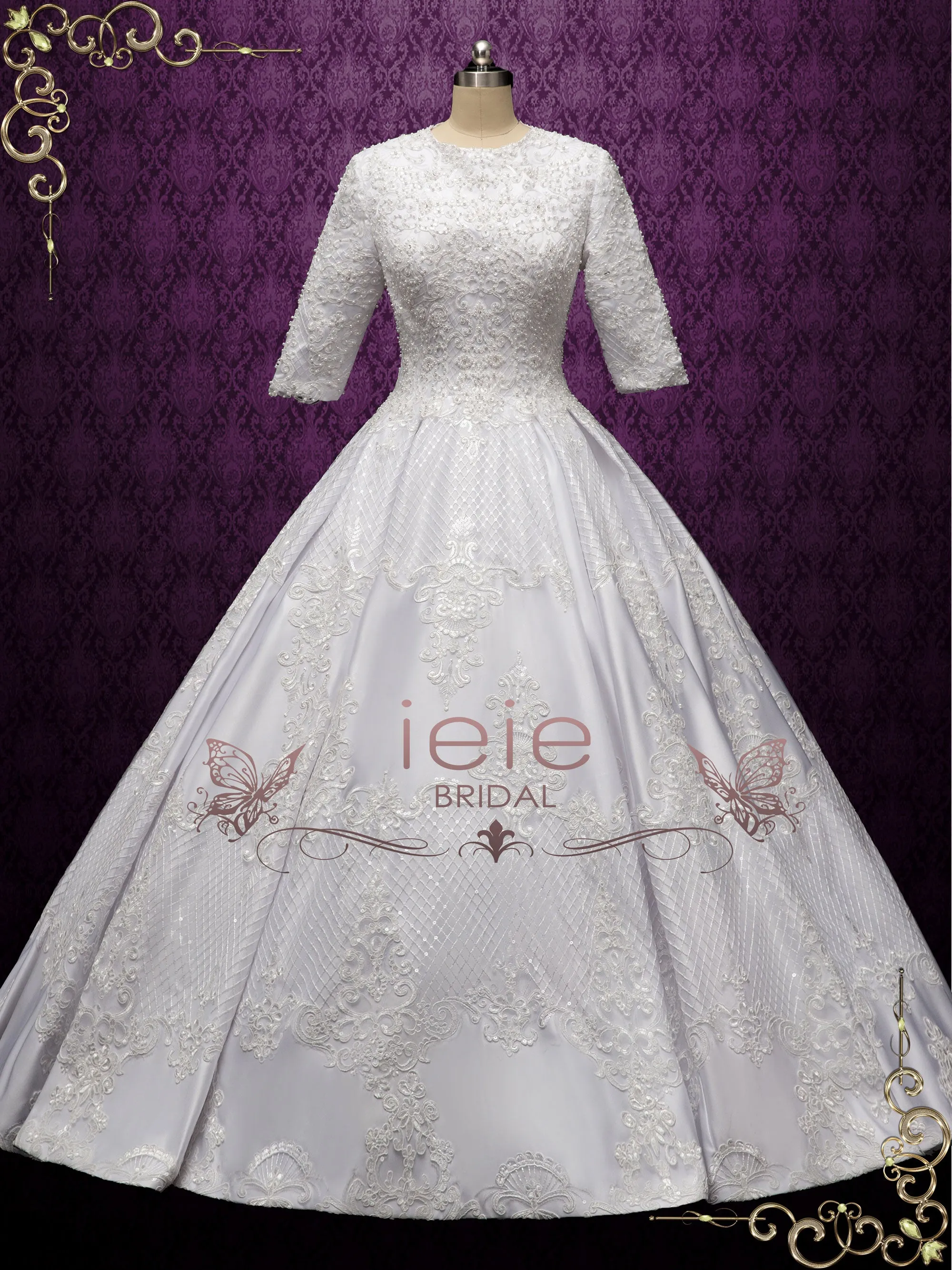 Luxurious Modest Ball Gown Wedding Dress DEENA