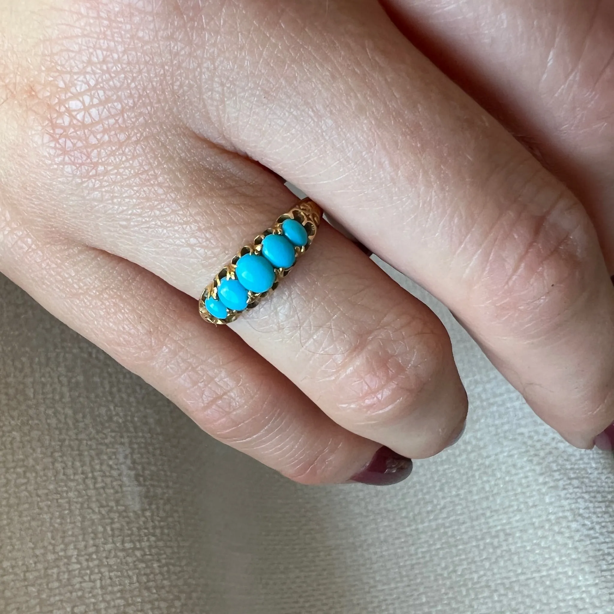 Luxurious Persian Turquoise & 18ct Gold Band