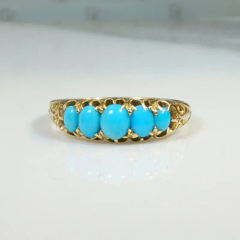 Luxurious Persian Turquoise & 18ct Gold Band