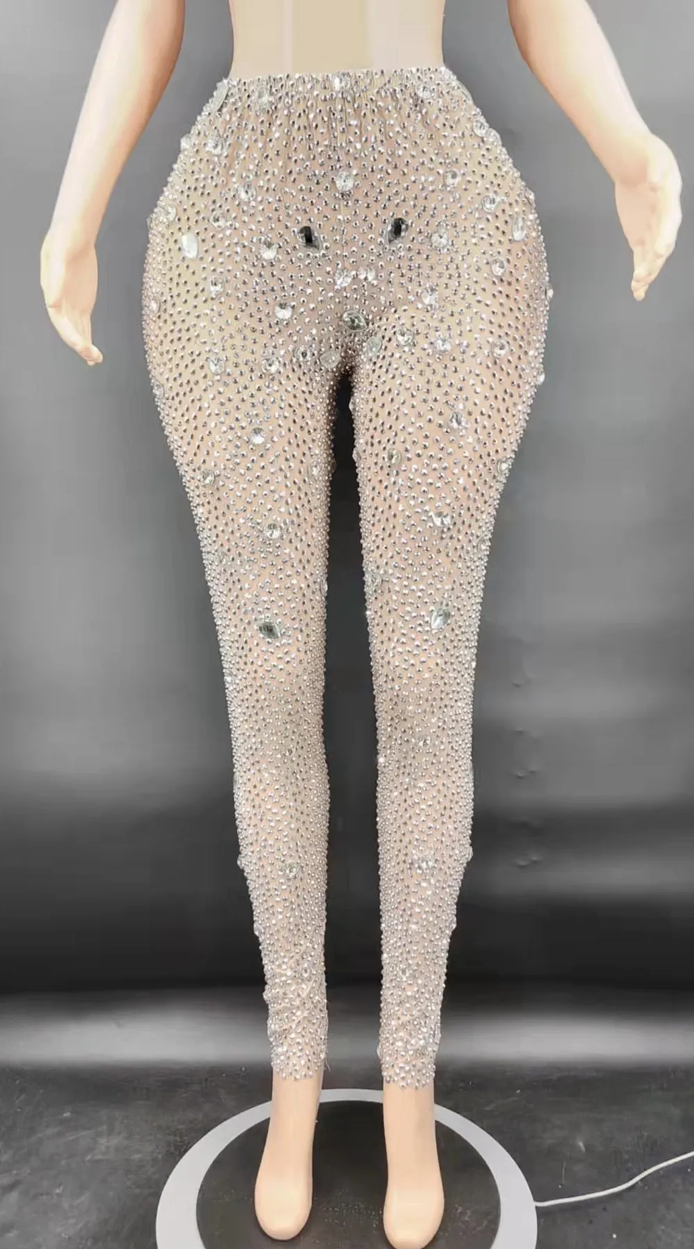 Luxurious Rhinestones Leotard Pants