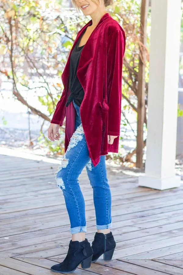 Luxurious Weekend Velvet Cardigan Jacket