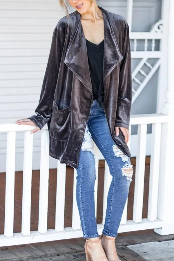 Luxurious Weekend Velvet Cardigan Jacket