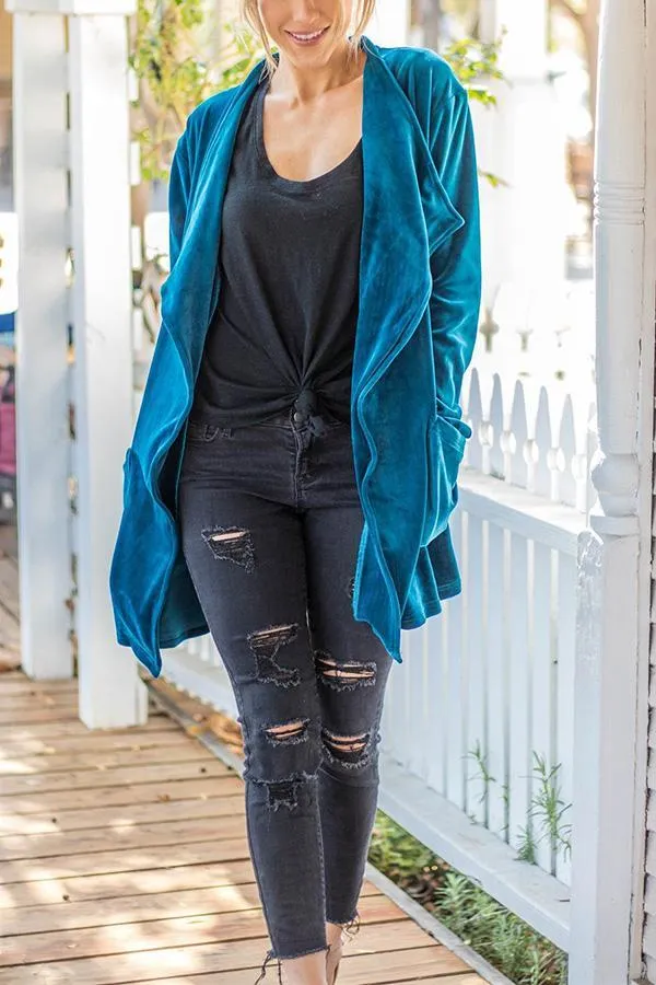 Luxurious Weekend Velvet Cardigan Jacket