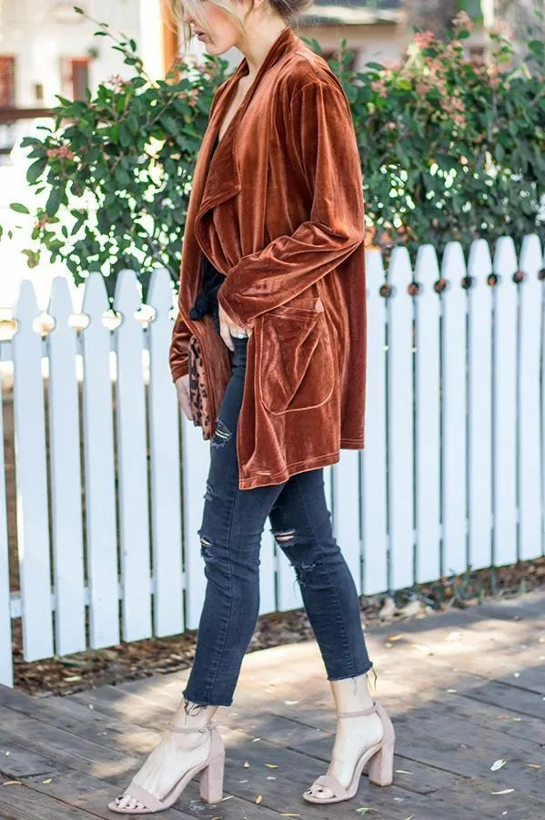 Luxurious Weekend Velvet Cardigan Jacket
