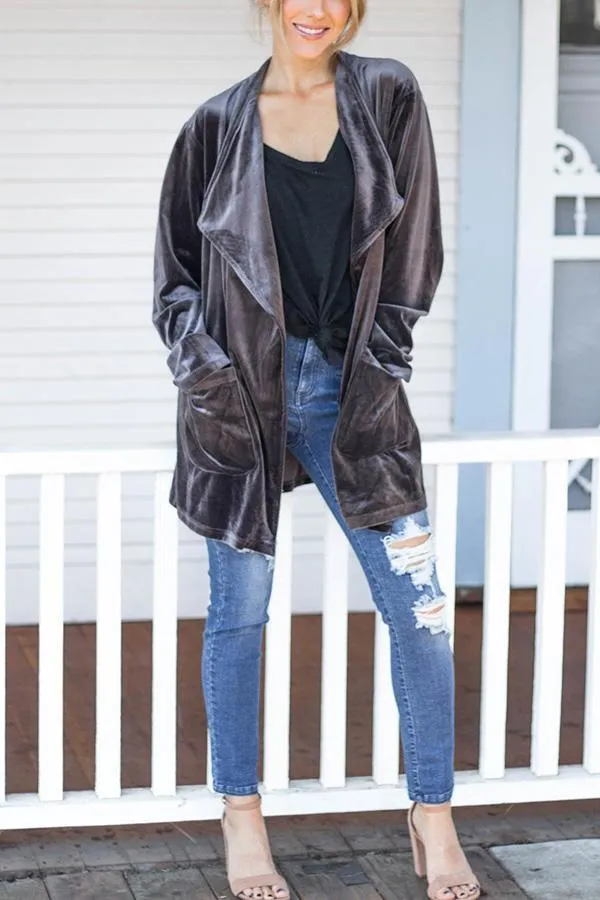 Luxurious Weekend Velvet Cardigan Jacket