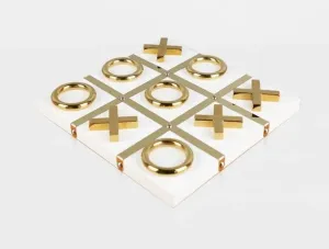 Luxurious XO Tic Tac Marble and Brass Board