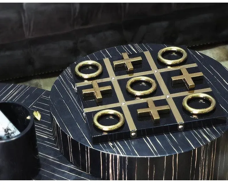 Luxurious XO Tic Tac Marble and Brass Board