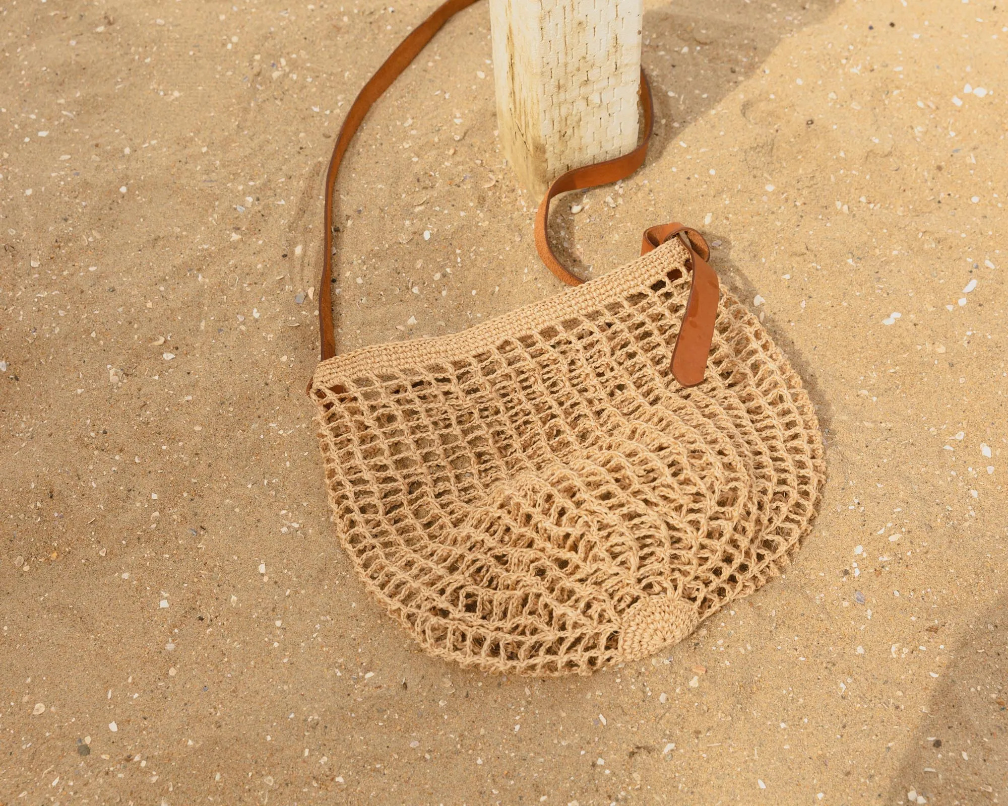 Made by Minga Market Bag with Leather Strap - Honey