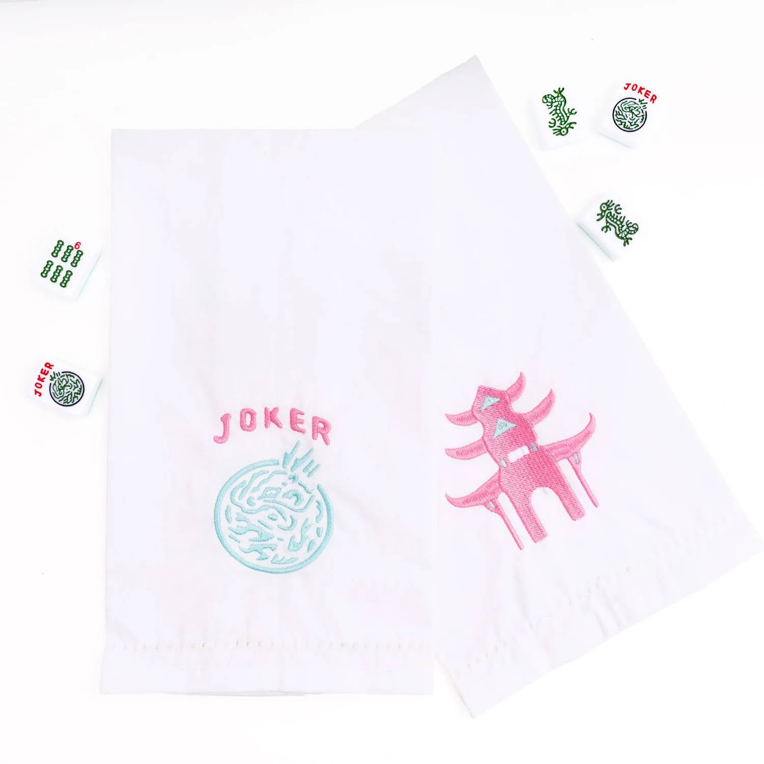 Mahjong Embroidered Bar Towel Set