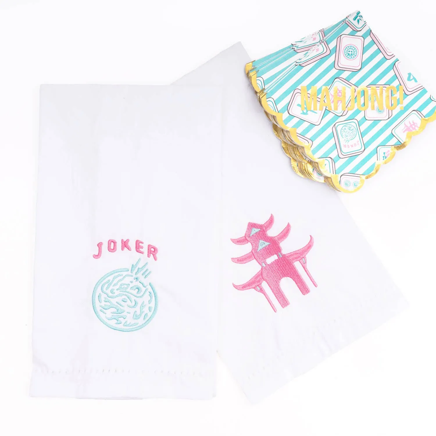 Mahjong Embroidered Bar Towel Set