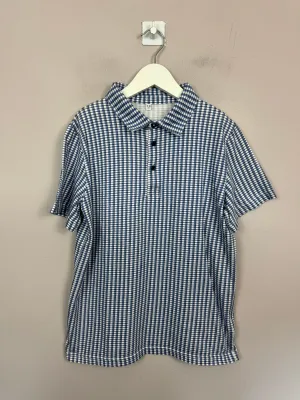 M&S Navy Check Polo 9-10y