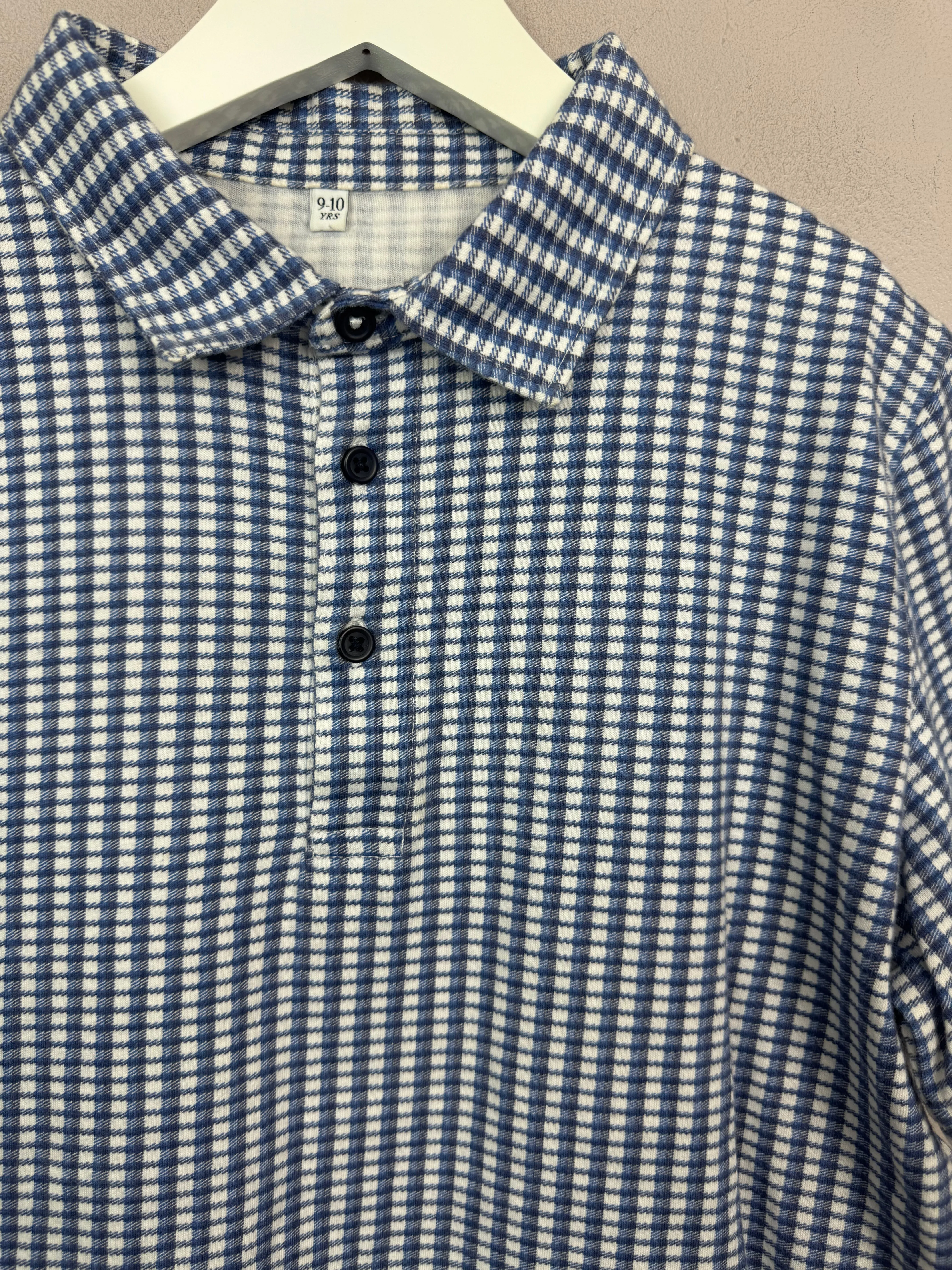 M&S Navy Check Polo 9-10y