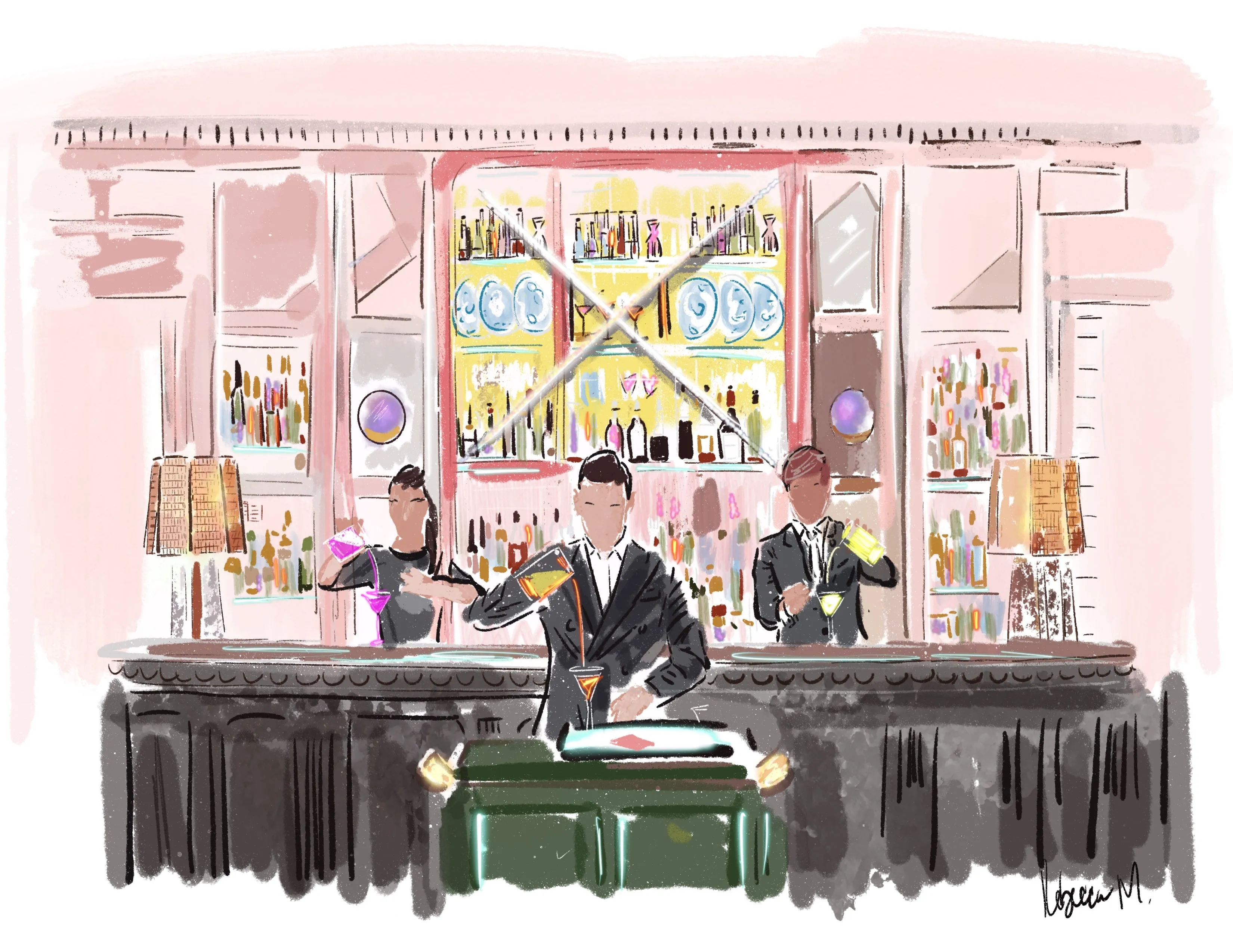 MARTINI O'CLOCK AT THE CONNAUGHT - Art Print