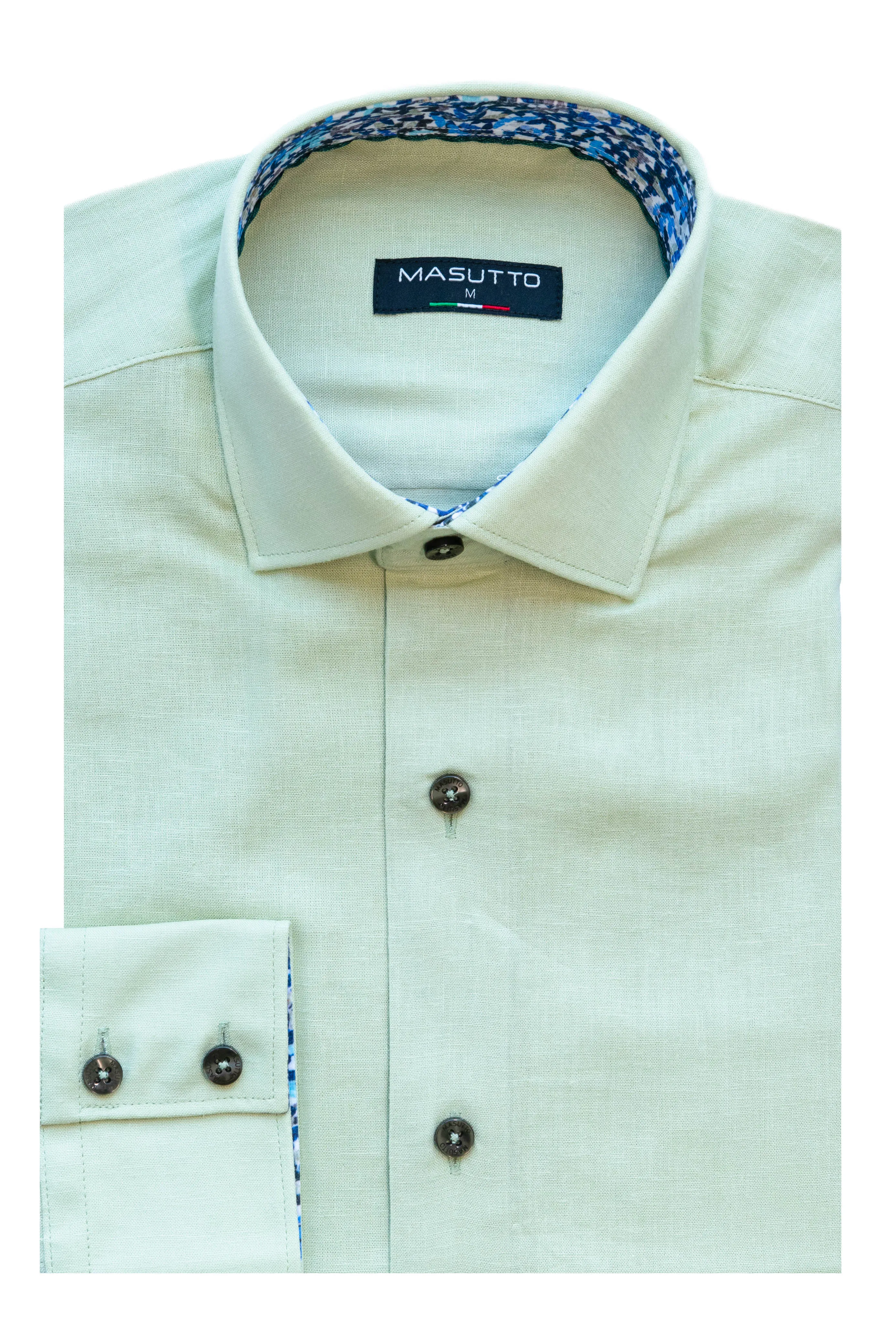 MASUTTO DELLA/03 LINEN LONG SLEEVE BUTTON DOWN SHIRT