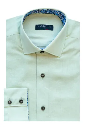 MASUTTO DELLA/03 LINEN LONG SLEEVE BUTTON DOWN SHIRT