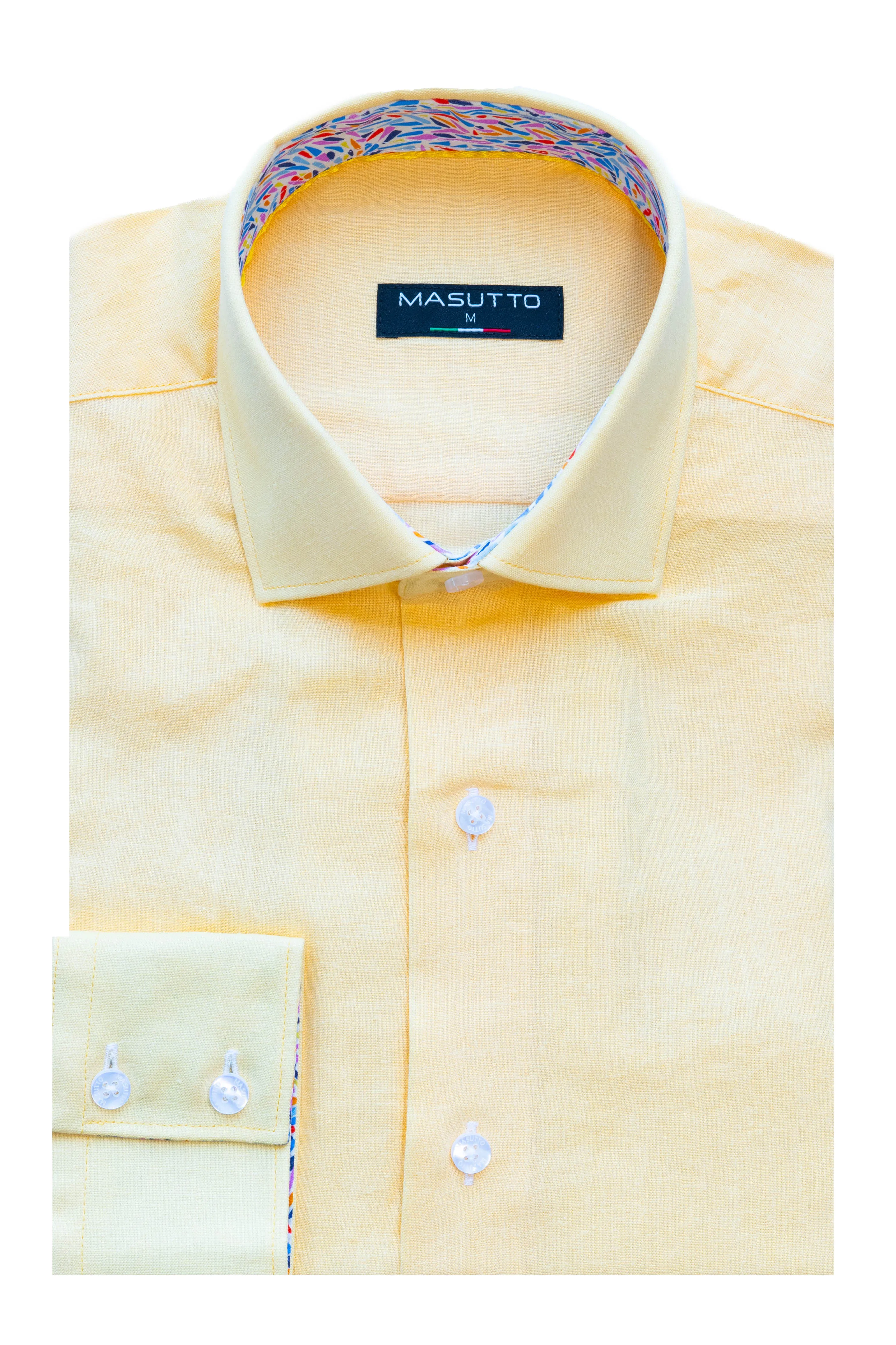 MASUTTO LIN/08 LINEN LONG SLEEVE BUTTON DOWN SHIRT