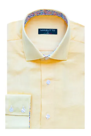 MASUTTO LIN/08 LINEN LONG SLEEVE BUTTON DOWN SHIRT