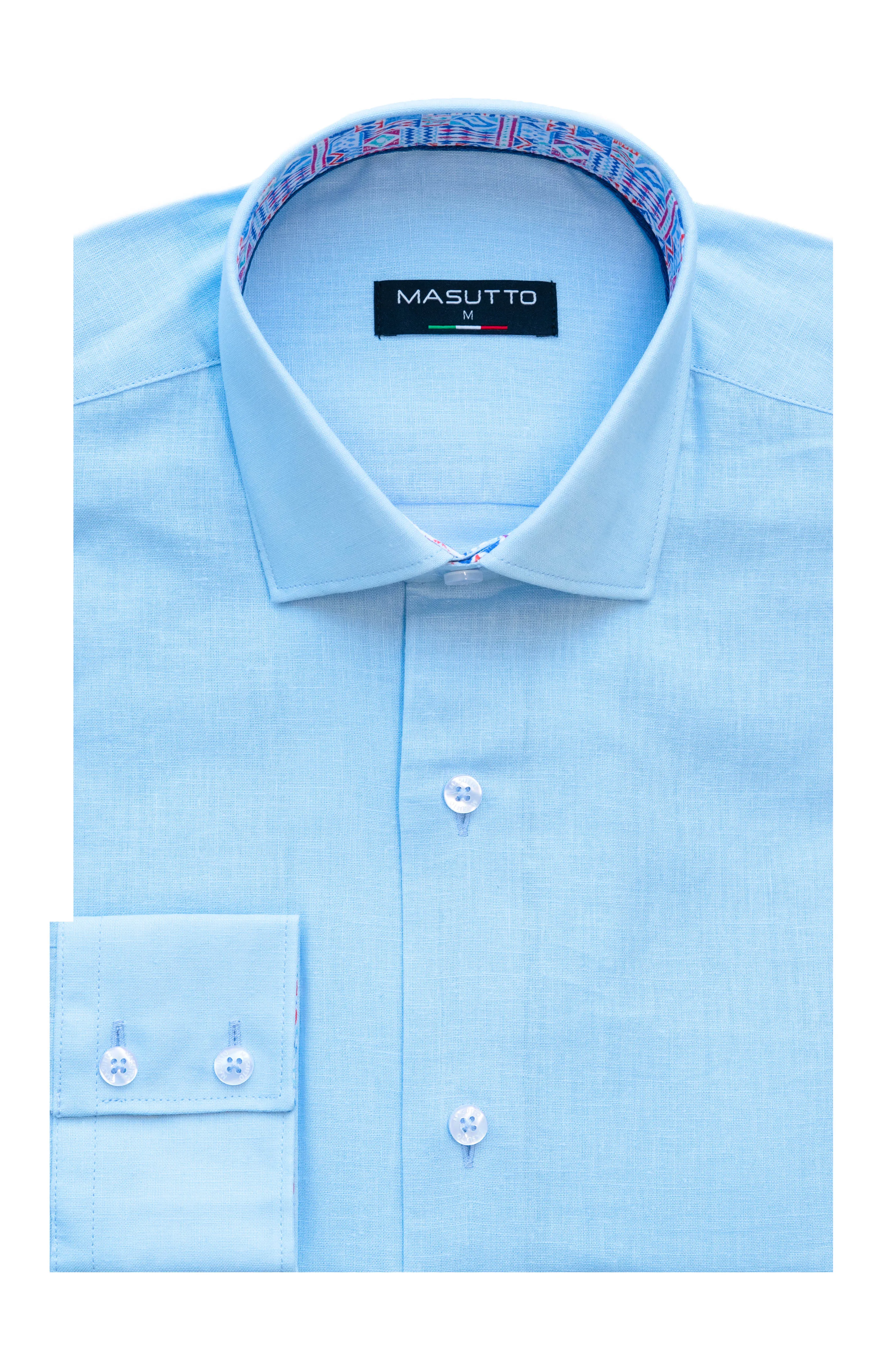MASUTTO TORRE/02- LINEN LONG SLEEVE BUTTON DOWN SHIRT