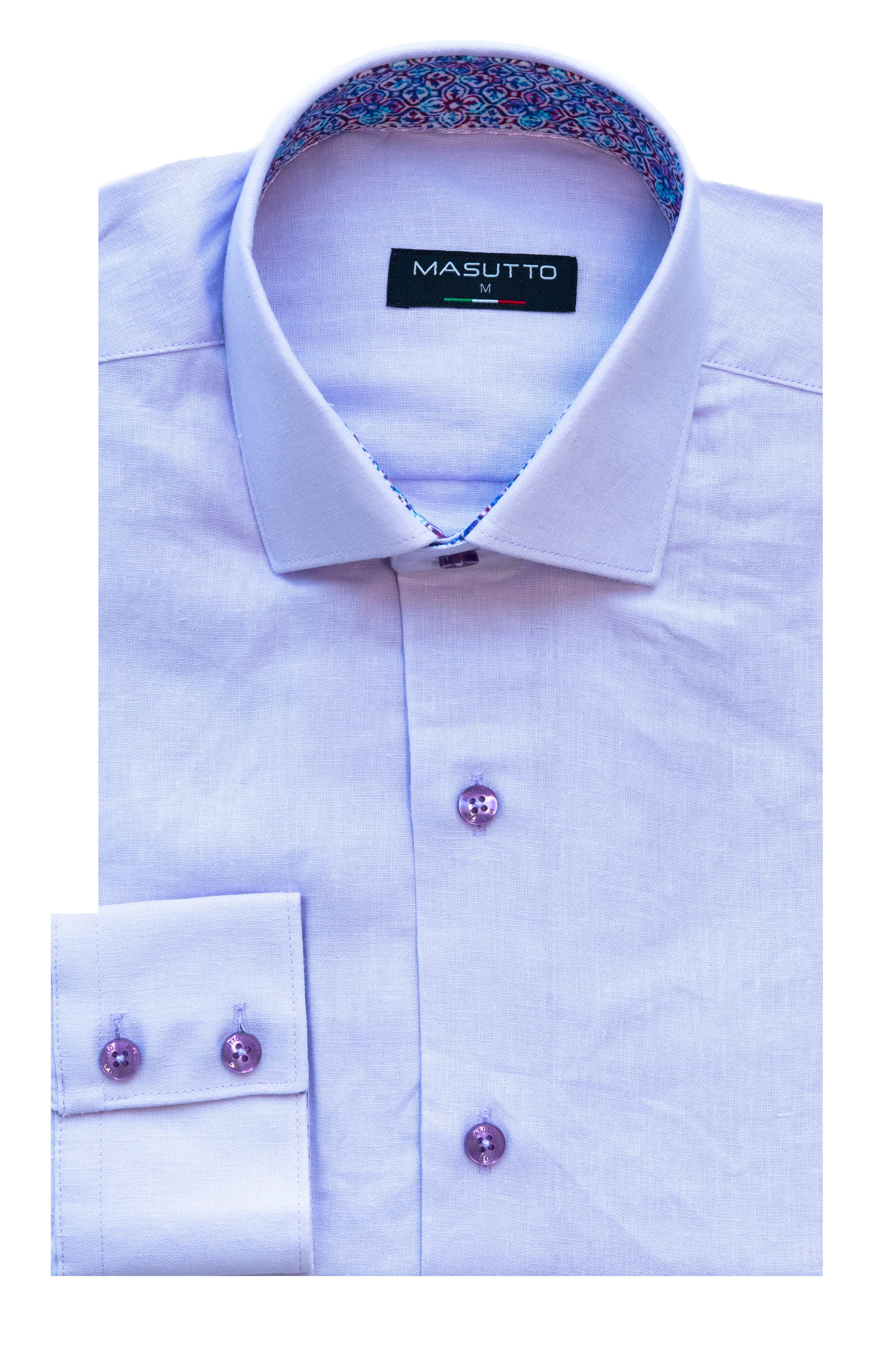 MASUTTO TORRE/06 LINEN LONG SLEEVE BUTTON DOWN SHIRT