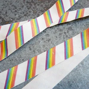May Arts Ivory Cotton Ribbon - Rainbows