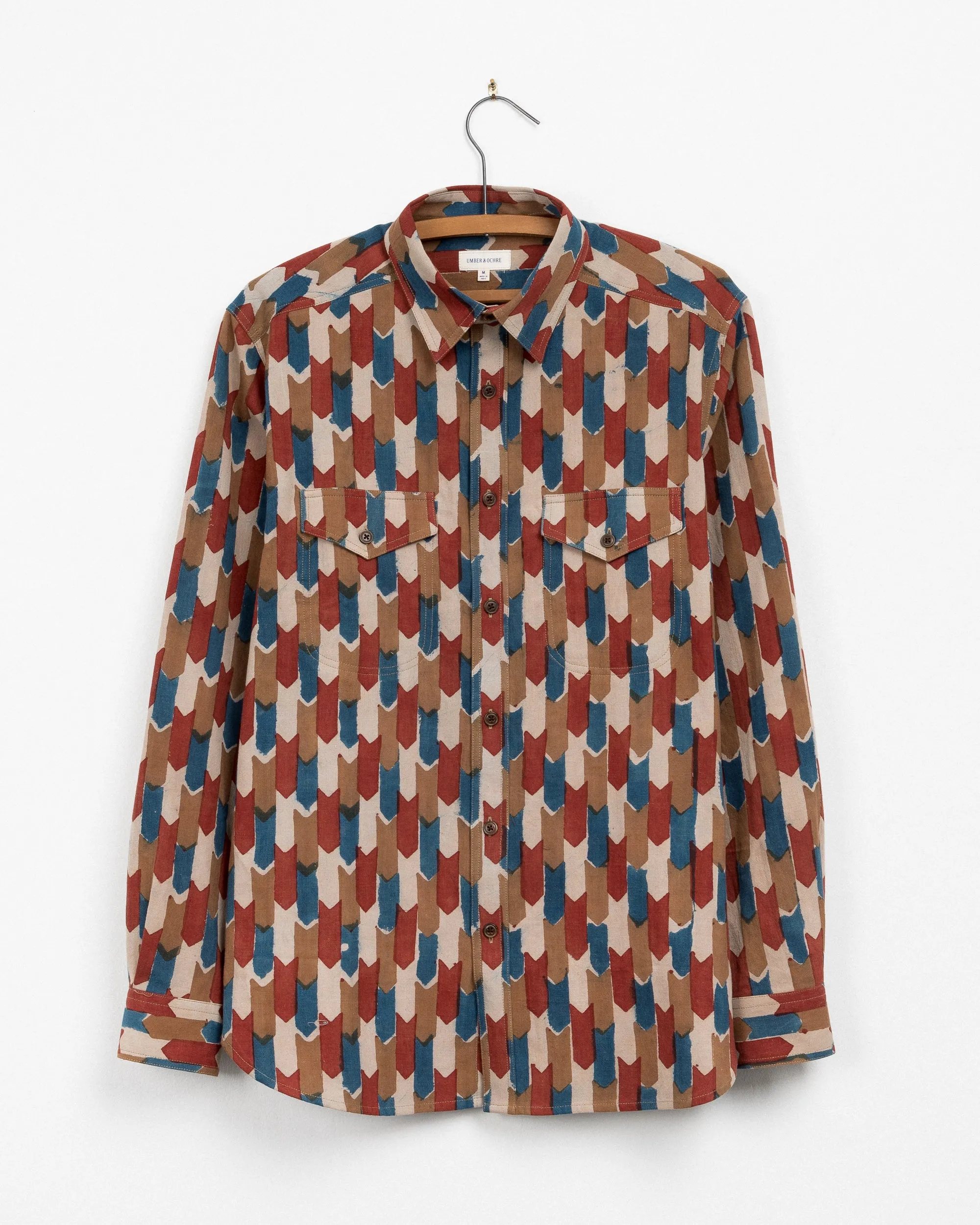 Mazadoor Work Shirt in Multi Flag Block Print