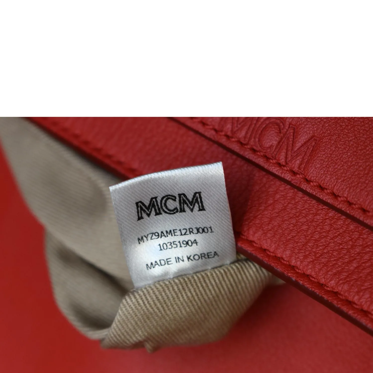 MCM Tracy Monogram Leather Chain Crossbody Wallet Red