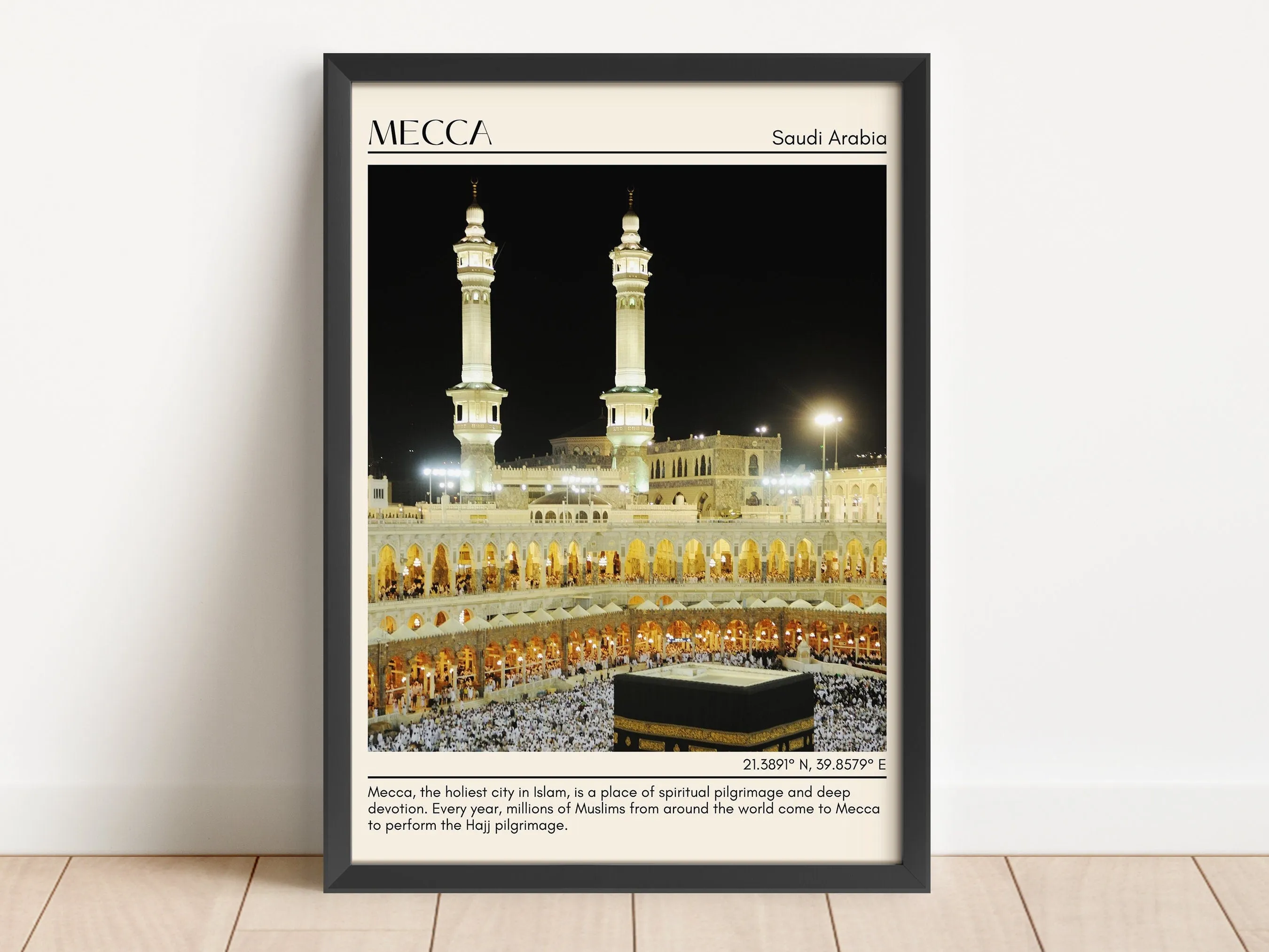 Mecca Minimal Wall Art, Saudi Arabia