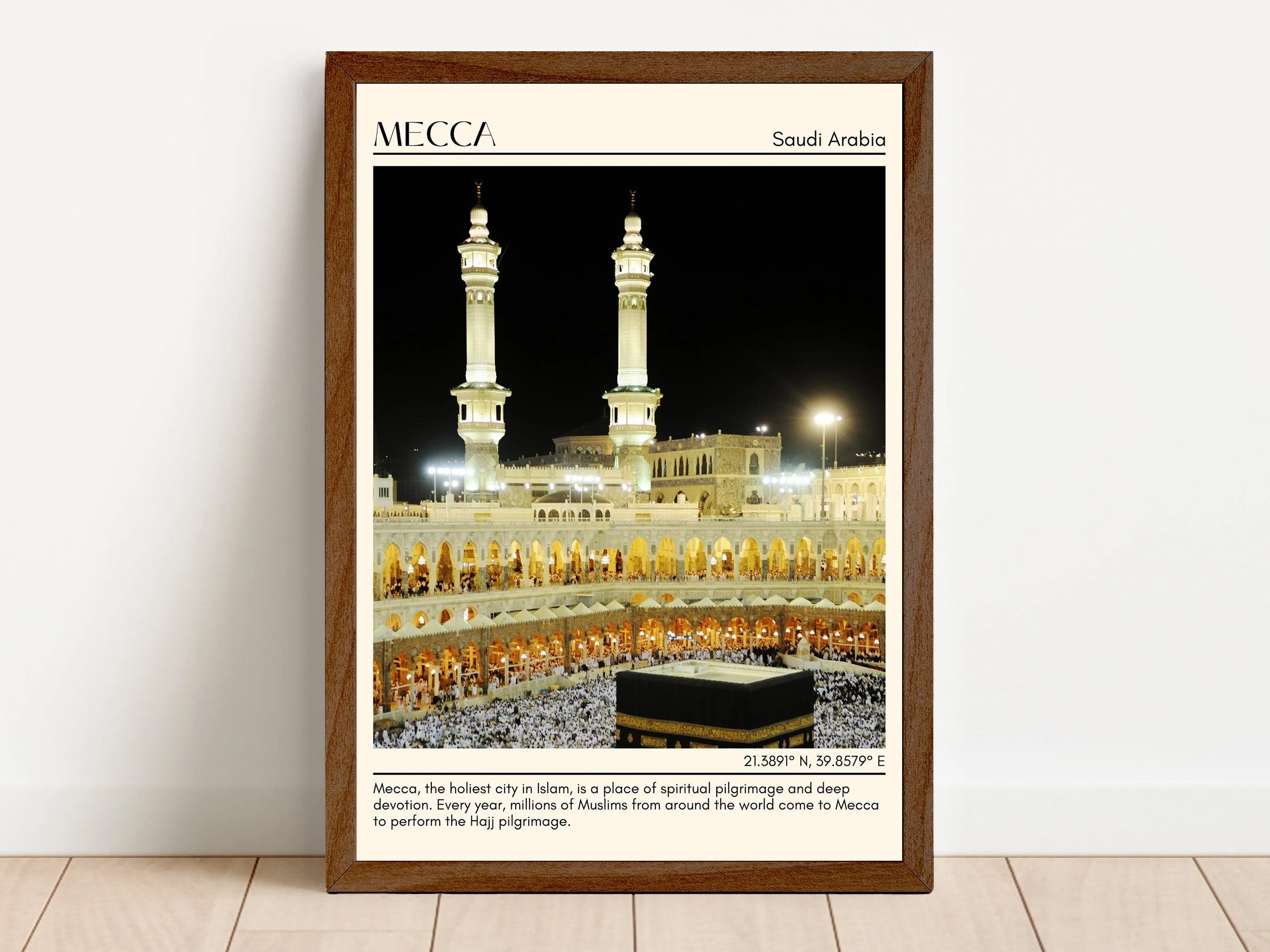 Mecca Minimal Wall Art, Saudi Arabia