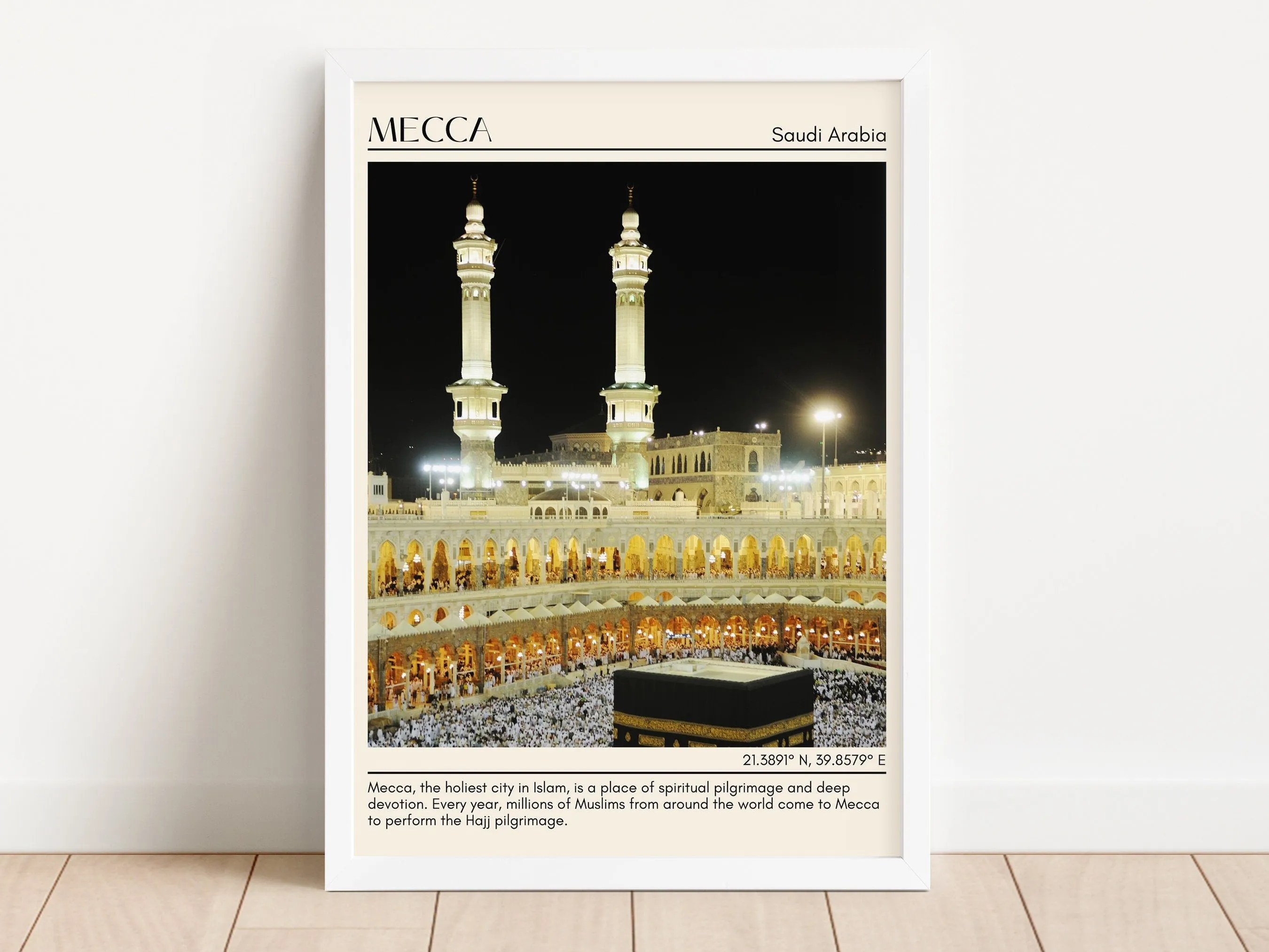 Mecca Minimal Wall Art, Saudi Arabia