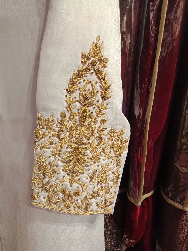 Men Sherwani Turban And Khusa In Offwhite Color Model# Men 1734