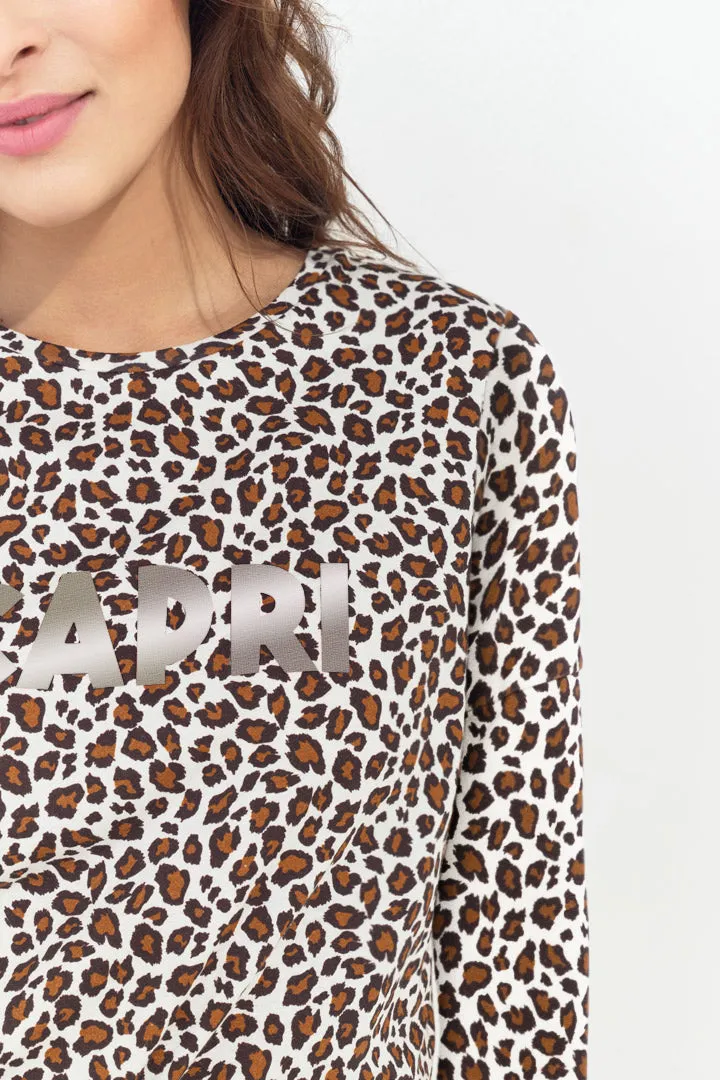 MERAKI - Sweat noir coton bio imprimé léopard message doré